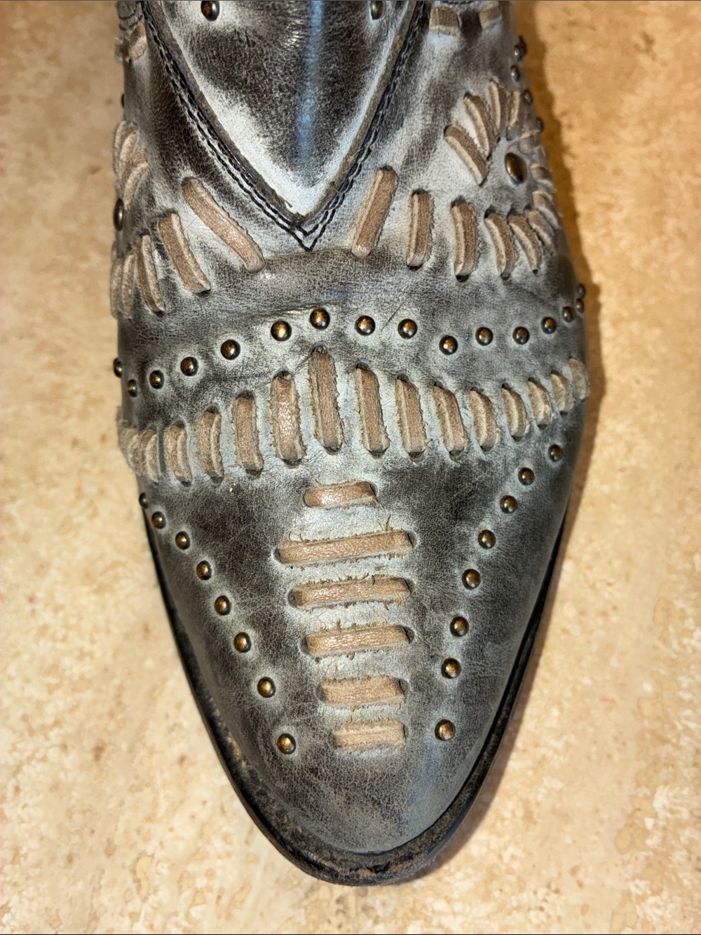 Matisse Ankle Boots Women's 9, Gray Studded Western Lacing, zipper, "Fiesta" euc - Picture 11 of 16